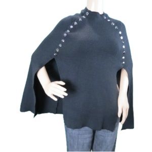 Maje Mood Black Knit Poncho Cape